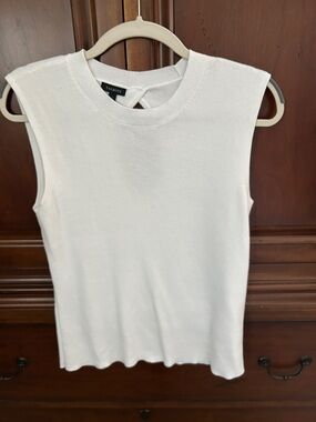 Talbots White Ribbed Sleeveless Knit Tank